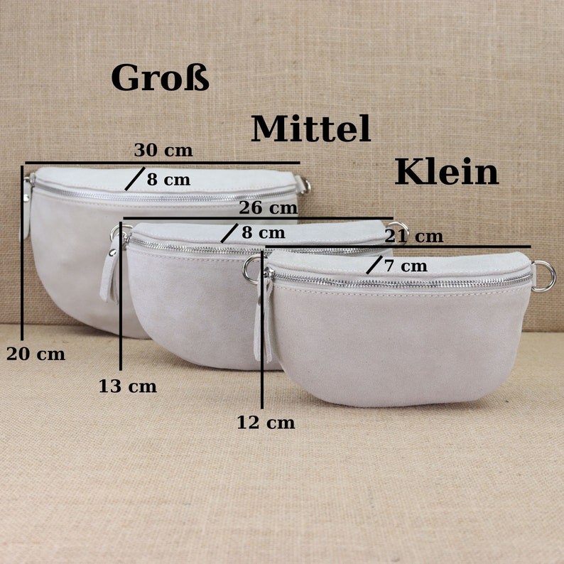 Wildleder Bauchtasche mit gemusterten breiten Trägern für Frauen, Leder Schultertasche, Crossbody Tasche in verschiedenen Farben und Größen Bild 2