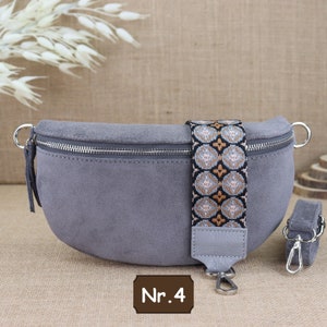 Graue Wildleder Bauchtasche für Frauen, Leder Umhängetasche für Damen, Rauleder Crossbody Tasche mit verschiedenen Größen, Schultertasche Grau Nr.4