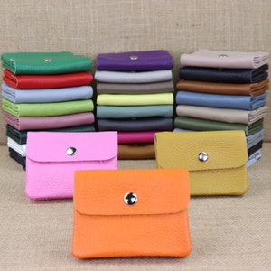 Cartera pequeña de piel con dos compartimentos, monedero de piel para mujer con compartimentos para monedas y cierres a presión, billetera de piel para mujer, monedero
