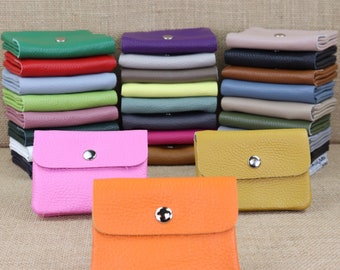 Cartera pequeña de piel con dos compartimentos, monedero de piel para mujer con compartimentos para monedas y cierres a presión, billetera de piel para mujer, monedero