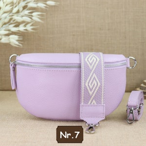 Sac banane en cuir violet pour femme avec 2 sangles, sac à bandoulière en cuir, sac à bandoulière, sac ceinture avec sangles, sac à bandoulière en cuir pour femme Lila Nr.7