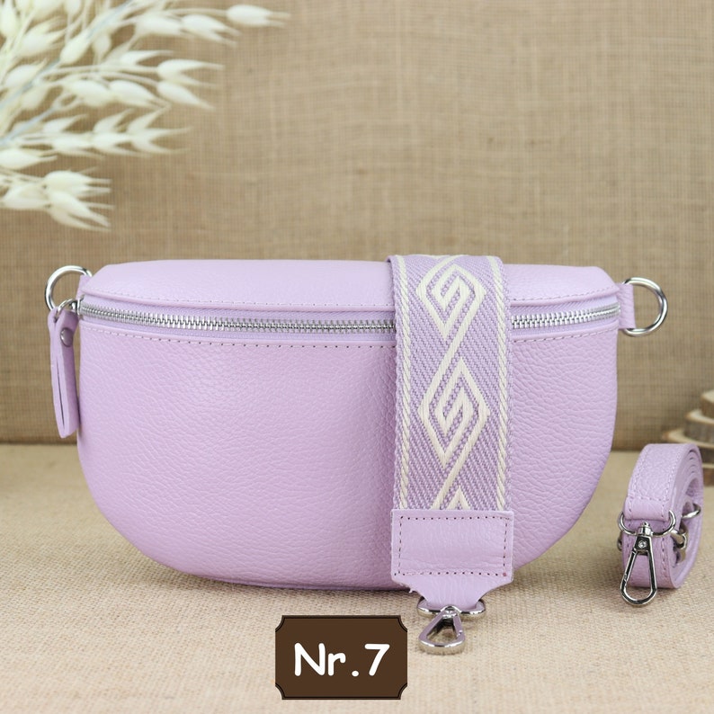 Purple leather fanny pack for women with 2 straps, leather shoulder bag, crossbody bag, belt bag with straps, women's leather shoulder bag Lila Nr.7