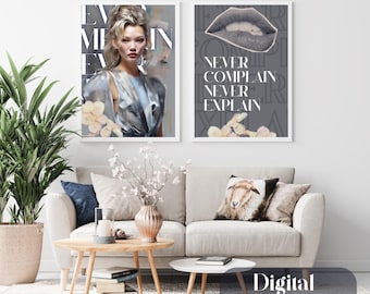 Kate Moss cita Poster Wall Art Fashion queen Icon Para su realeza Elizabeth Home office Decoración sala de estar diseño ideas de regalos 90s top models