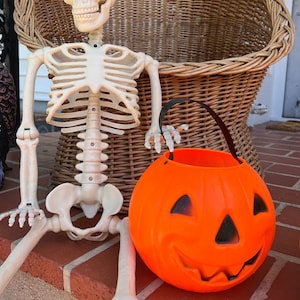 Vintage 6.5&quot; Halloween Jack-O-Lantern Candy Pail Bucket from 1980