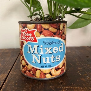 Vintage Salted Mixed Nuts Tin Tom Scott Nut Tin