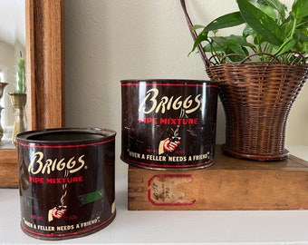 Vinage Coffee Tin- Vintage Briggs Tobacco Tins: Coffee Brown Metal Display Set