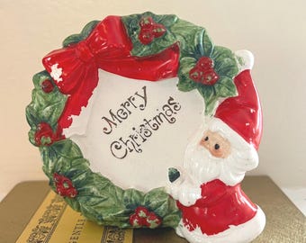 Vintage Josef Originals Ceramic Merry Christmas Santa Napkin Holder