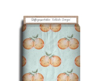 In-house production / Fabrics / In-house fabric production French Terry, Jersey, Softshell “Happy Oranges”