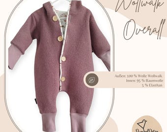 Wool felt suit lined overall outdoor suit transitional period / forest animals / wool felt clothing pink / old pink