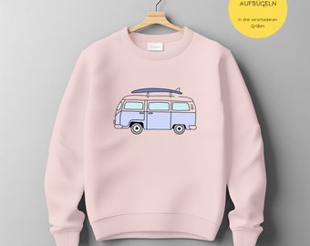 Iron-on image, iron-on motif, to iron on, A6, A5, A4 colorful pink blue "Retro Bus"