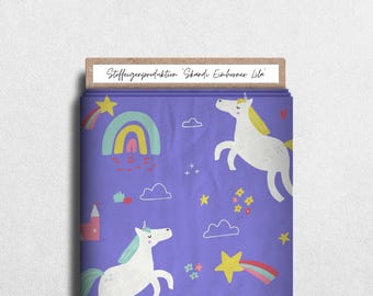 Fabric production Jersey, French Terry, Softshell "Scandi Unicorns Blue"