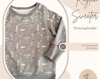 Sweater | Children's sweater | Raglan sweater | Unisex | Long-sleeved shirt | Grow-along sweater | Tools | Boys | Children