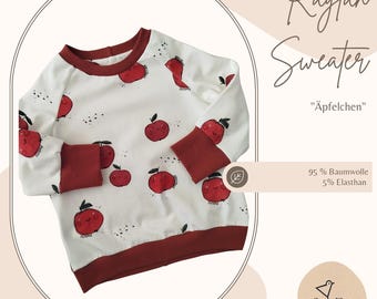 Sweater | Children's sweater | Raglan sweater | Unisex | Long-sleeved shirt | Grow-along sweater | Apple | Gender-neutral