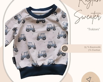 Sweater | Children's sweater | Raglan sweater | Unisex | Long-sleeved shirt | Grow-along sweater | Tractor | Boys | Children