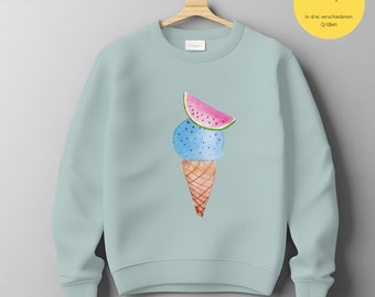 Iron-on image, iron-on motif, to iron on, A6, A5, A4 colorful “A scoop of ice cream”, ice cream, waffle ice cream