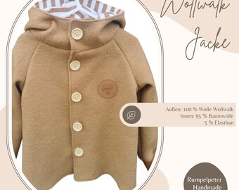 Wollwalk Jacke Mantel gefüttert Jersey Camel Muselingfrei