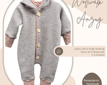 Wollwalk Anzug gefüttert Smoky Beige /Rostbraun Muselingfrei Overall Outdooranzug Übergang Frühling