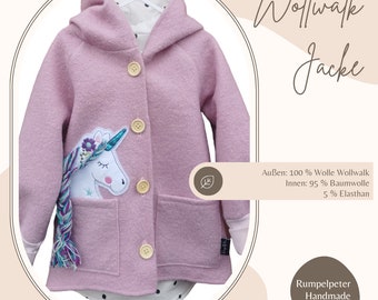 Wollwalk Jacke Mantel gefüttert Jersey Mauve Rosa Punkte Muselingfrei