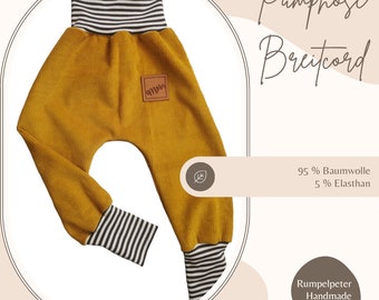 Pump pants, wax pants, rib jersey, mustard yellow, label 110/116