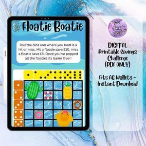 DIGITAL / Juego Floatie Boatie y Cartera con Funda / PDF / Relleno de Efectivo / Desafío de Ahorro de Efectivo / Sobres para Presupuesto / Fondo de Amortización / Carpeta A6
