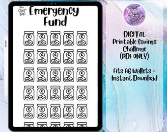 DIGITAL | Emergency Fund | PDF | Cash Stuffing | Cash Savings Challenge | Budgeting Envelopes | Sinking Fund | A6 Binder