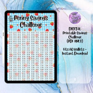 DIGITAL | Penny Savings Challenge- Strawberry Picnic | PDF | Cash Stuffing | Cash Savings Challenge | Budgeting Envelopes | Sinking Fund