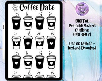DIGITAL | Coffee Date | PDF | Cash Stuffing | Cash Savings Challenge | Budgeting Envelopes | Sinking Fund | A6 Binder