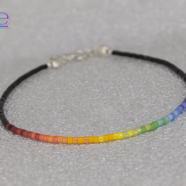 OMBRE PRIDE - Sterling Silver bracelet with Miyuki beads, dainty LGBT bracelet, Pride jewelry, lgbtqia gift best friend, support gift