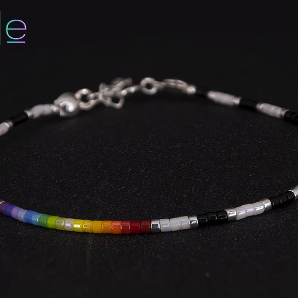 TRANSGENDER PRIDE ALLY - Silver bracelet with Miyuki beads, dainty lgbt bracelet, Lgbt gift best friend, lgbt support jewelry, pride ally