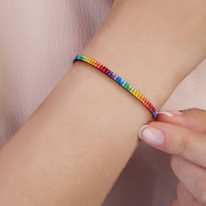 PRIDE bracelet - Woven Rainbow pride bracelet, dainty LGBT bracelet, Pride jewelry, LGBTQIA gift best friend, woven lgbt bracelet