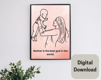 Mother and Baby Wall Art, Floral Wall Decor, Home Decor Wall Art | Digital Downloads | Prints