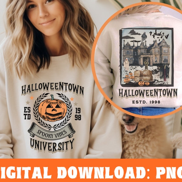 Halloweentown University Png, Halloweentown Sweatshirt Png, Halloweentown Shirt Png Halloween skeleton Png Pumpkin Vintage Halloween Clipart