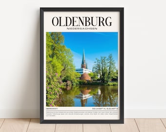 Oldenburg City Poster, Oldenburg Skyline, Wall Art, Housewarming Gift, Poster for Home, Urban Oldenburg Poster, Wall Decor