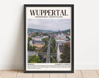 Wuppertal City Poster, Wuppertal Skyline, Wall Art, City Poster Illustration, Travel Poster, Poster for Home, Urban Wuppertal Poster