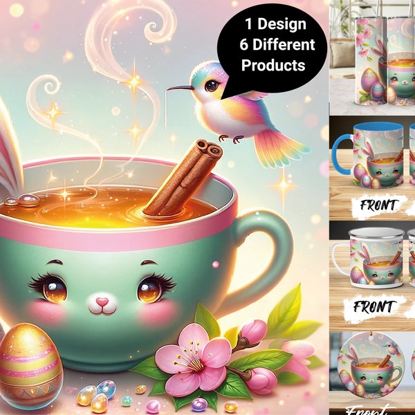 Whimsical Spring Hummingbird Easter Coffee Mug, Cute Animal Tea Tumbler, Decorative Camping Mug, Festive Ceramic and Aluminum Ornament