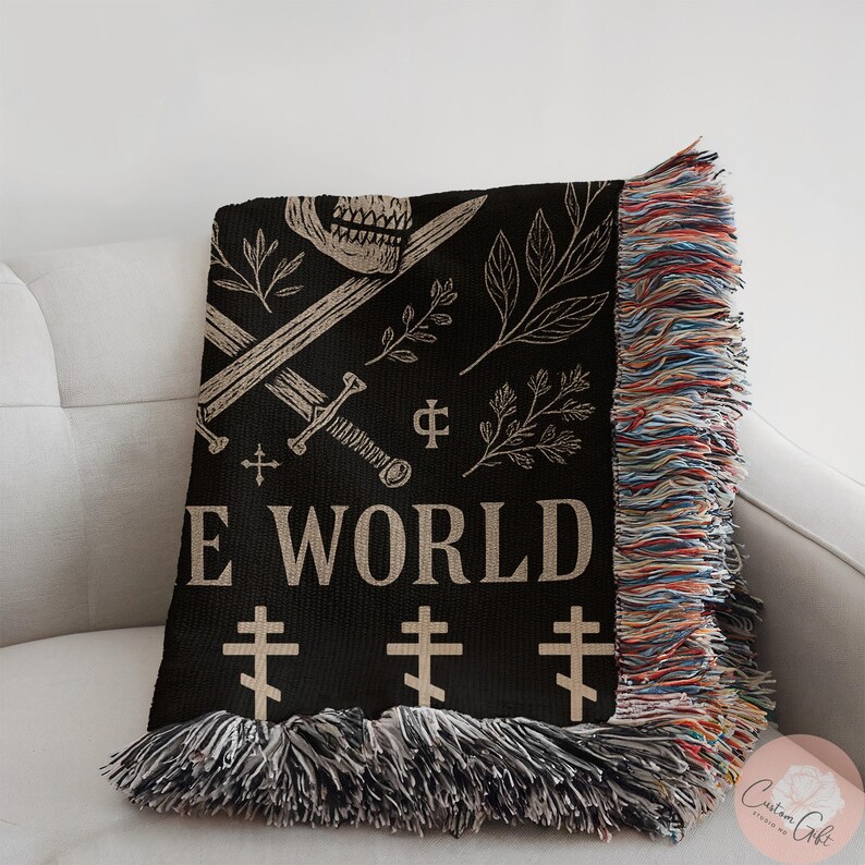Gothic Bohemian Skulls Blanket, Dark Art Throw Blanket, Witchy Decor, Creepy Movie Night Blanket, Skull and Crossbones afghan