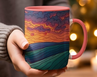 Colorful Sunset Mug, Sunrise Mug for Coffee Lovers, Artistic Mug, Unique Gift for Her, Gift for Him, Holiday Gifts, Personalized Mugs