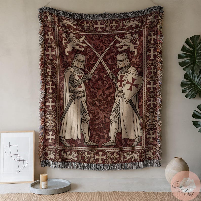Medieval Knights Tapestry, Wall Hanging Decor, Castle Decor, Historical Art, Unique Wall Art, Renaissance Decor, Knight Wall Art