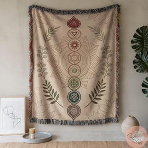 Chakra tapestry, meditation wall art, bohemian decor, yoga space decor, spiritual home accessories, zen wall hanging blanket