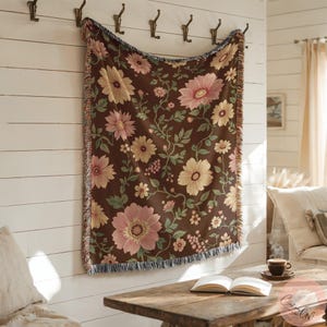 Floral Woven Blanket or Pillow Cottagecore Decor Garden Blanket Summer Blanket Personalized Blanket Floral Room Decor Gift for Her