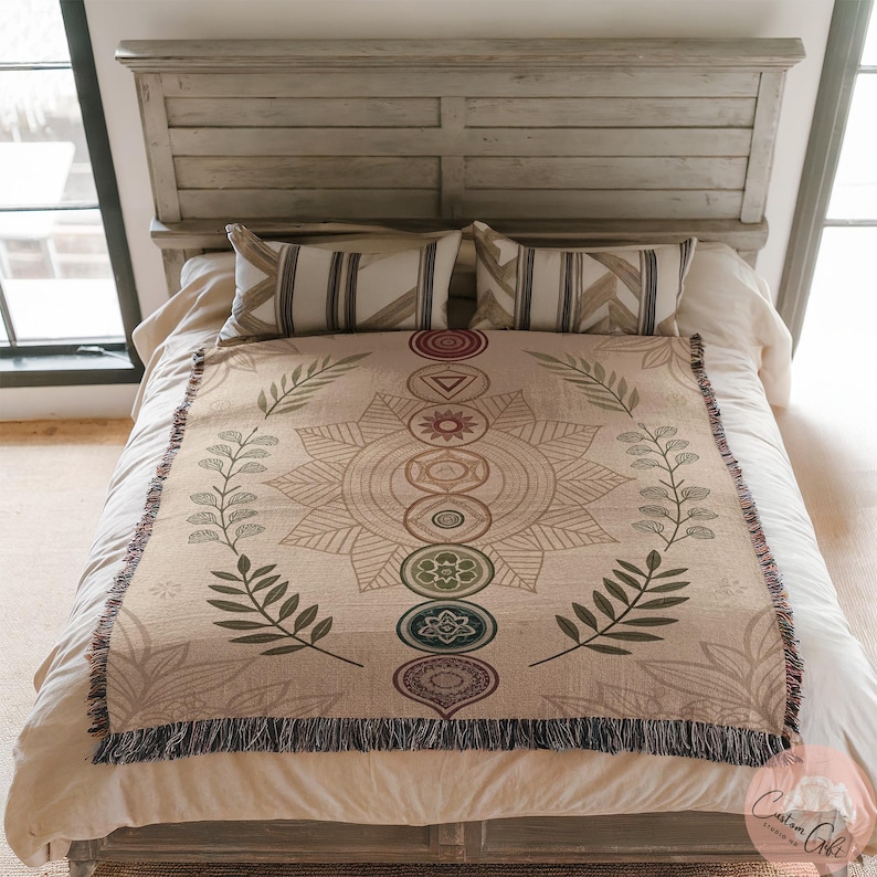 Boho Mandala Throw Blanket, Decorative Bedspread, Cozy Couch Cover, Rustic Tapestry, Ethnic Mandala Blanket, Home Decor Accessory