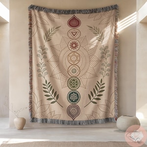 Chakra Tapestry Wall Hanging, Spiritual Home Decor, Bohemian Meditation Decor, Sacred Geometry Design, Yoga Studio Decoration