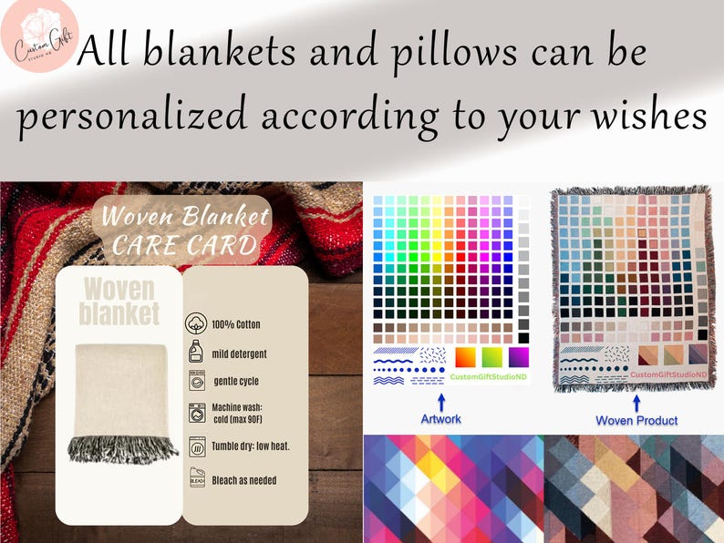 Custom Blankets, Personalized Woven Blankets, Unique Throw Blankets, Custom Tapestry, Personalized Gifts, Custom Design Blankets