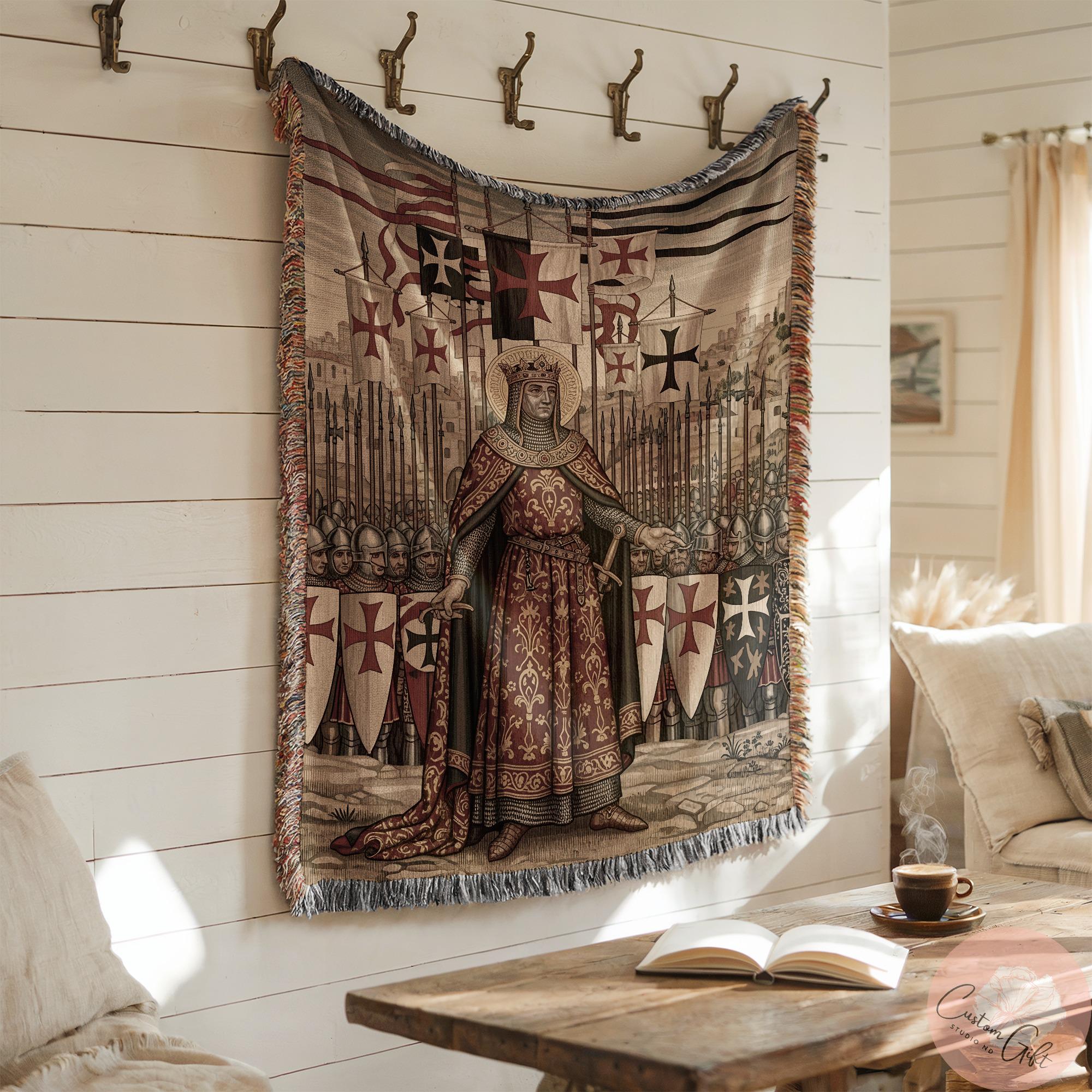 Knight Shield Throw Baldwin IV Woven Blanket, Crusader King Throw, Jerusalem Decor ...