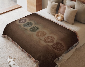 Peaceful Meditation Blanket, Zen Woven Throw, Calming Spiritual Home Decor, Cozy Energy Accent, Mindful Boho Gift