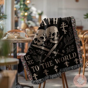 Skull Symbol Blanket, Gothic Decor Throw, Unique Skull Design, Skeleton Throw Blanket, Statement Piece Decor, Goth Home Accessories