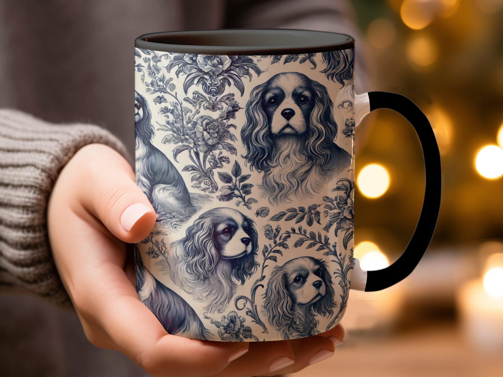 Cavalier King Charles Spaniel Dog Mug, Cute Dog Lover Gift, Floral Dog Print Coffee Mug, Unique Dog Themed Gifts for Dog Owners