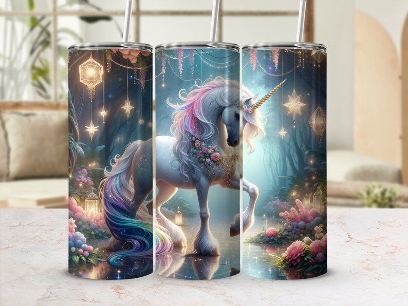 Majestic Unicorn Tumbler for Adults, Unicorn Tumbler Gift for Her unicorn Tumbler With Straw