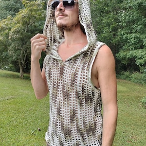 Crochet Hooded Tank Top Pattern - Easy wearable mesh top - Digital PDF Tutorial for beginners & intermediate