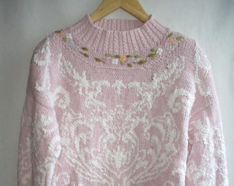 Cotton And Ramie Floral Sweater